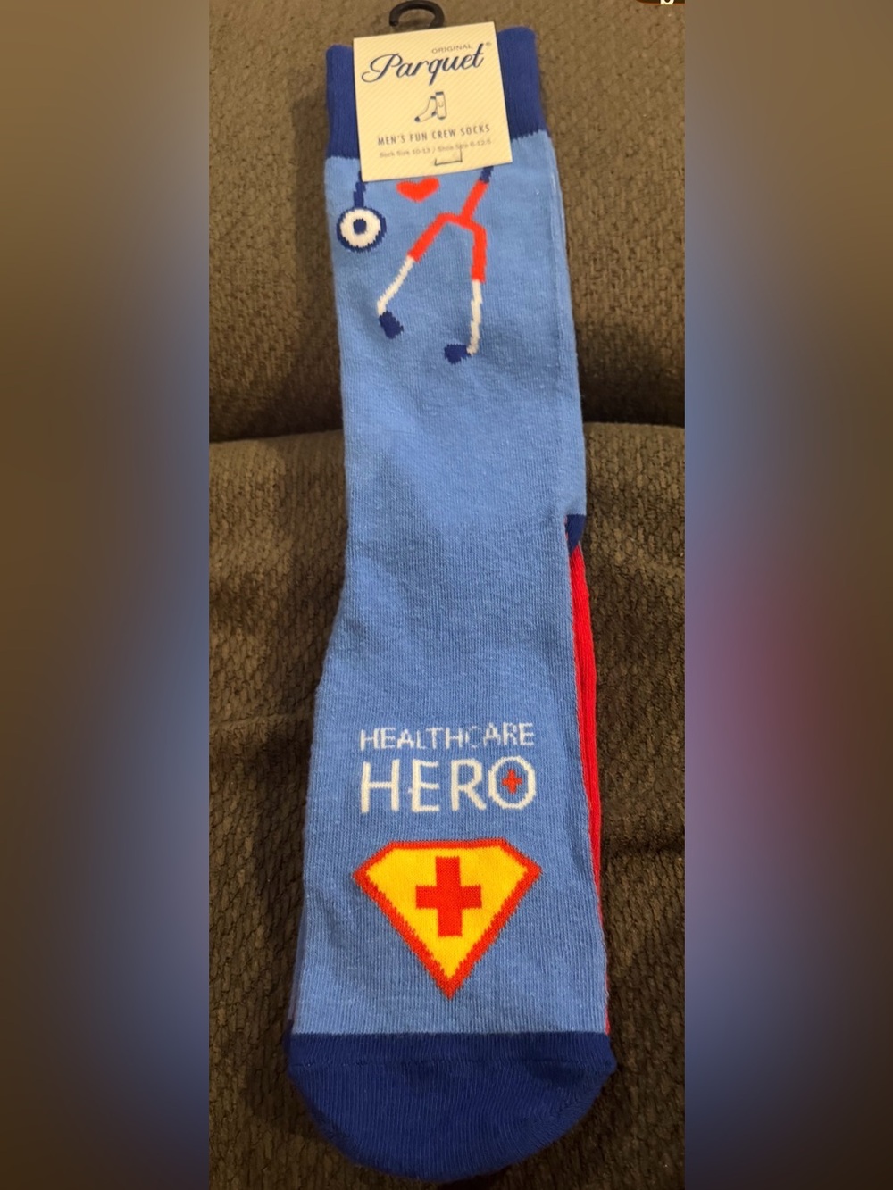 Men’s Crew Socks - Blue with Red Accent